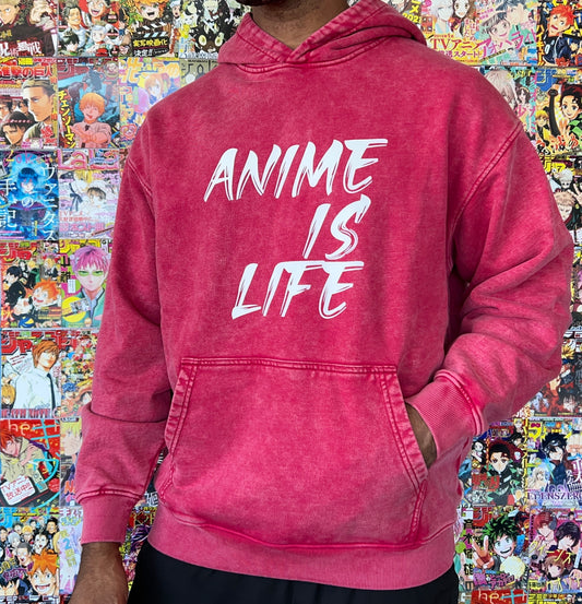 ANIME IS LIFE Rose Acid Wash Hoodie
